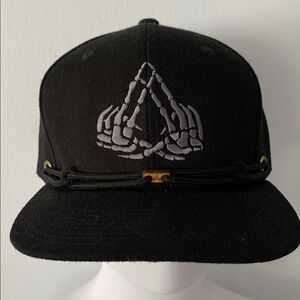 Black Cap with Skeleton Hands Design